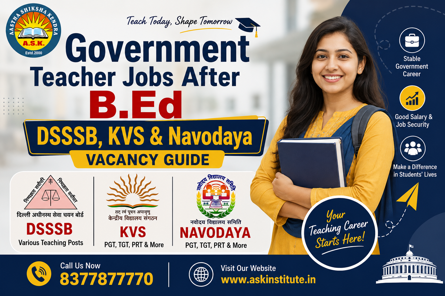 Govt Teacher Jobs After B.Ed: DSSSB, KVS, NVS Guide
